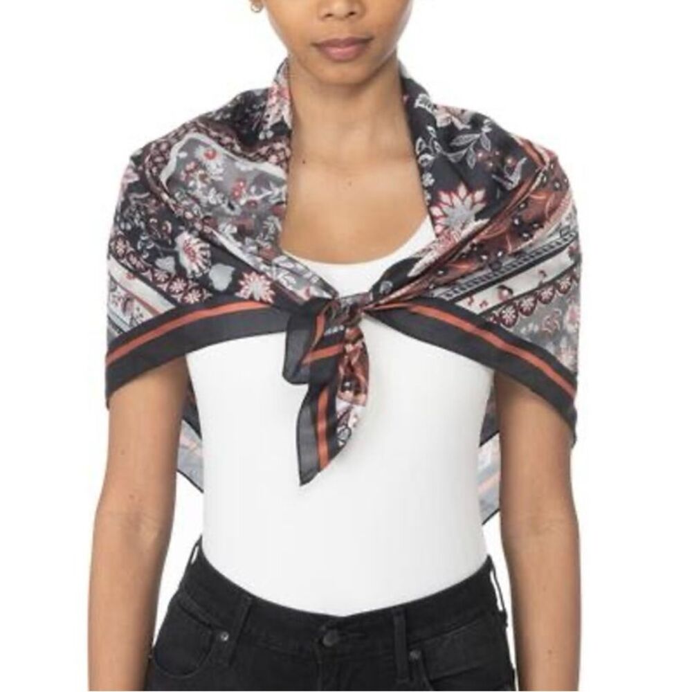 Giani Bernini Black and Orange Floral Multi Use Scarf